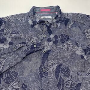 Tommy Bahama Large Blue Floral Pattern Long Sleeve Cotton Button Up‎ Shirt